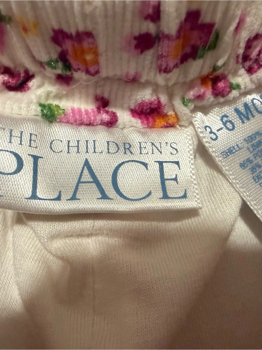 The Children's Place White Romper with Pink & Purple Floral Trim